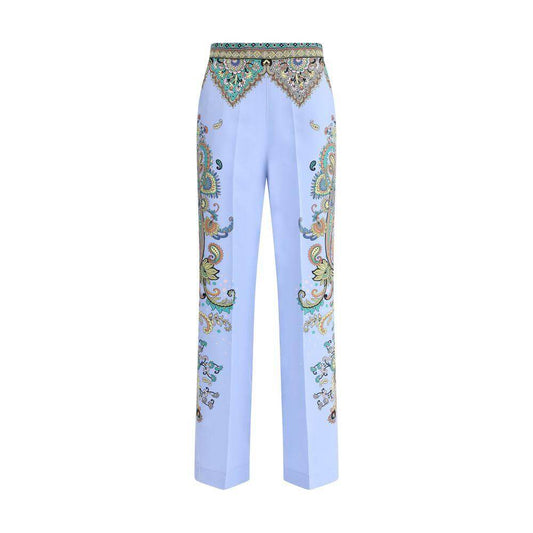 Etro Floral Print Pants Etro Light Steel Blue