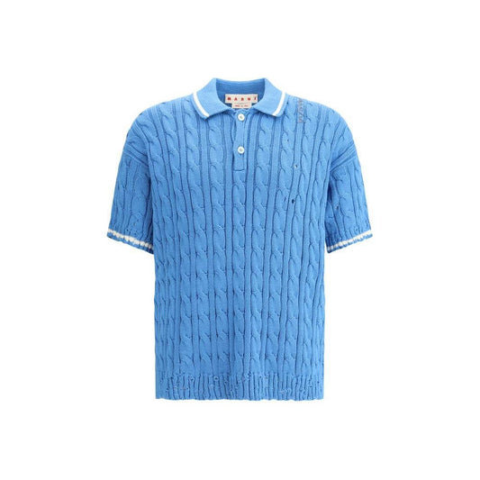 Marni Knit Polo Shirt Marni Cornflower Blue