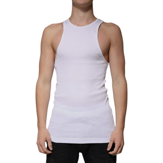 Dolce & Gabbana White Cotton Sleeveless Round Neck Tank T-shirt TSH87372-50