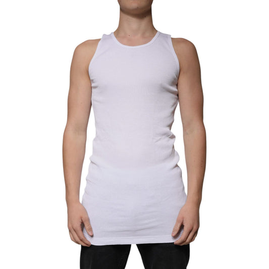 Dolce & Gabbana White Cotton Sleeveless Round Neck Tank T-shirt TSH87563-52