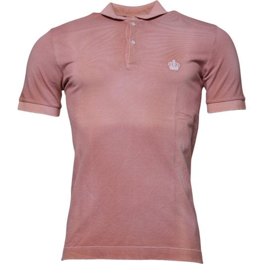 Dolce & Gabbana Pink Crown Collared Short Sleeve Polo T-shirt