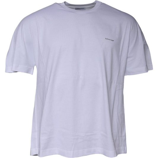 Balenciaga White Logo Cotton Jersey Crew Neck Short Sleeves T-shirt TSH878479-xs