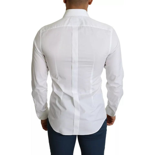 Dolce & Gabbana White Formal Tuxedo Dress GOLD Shirt TSH5372-37