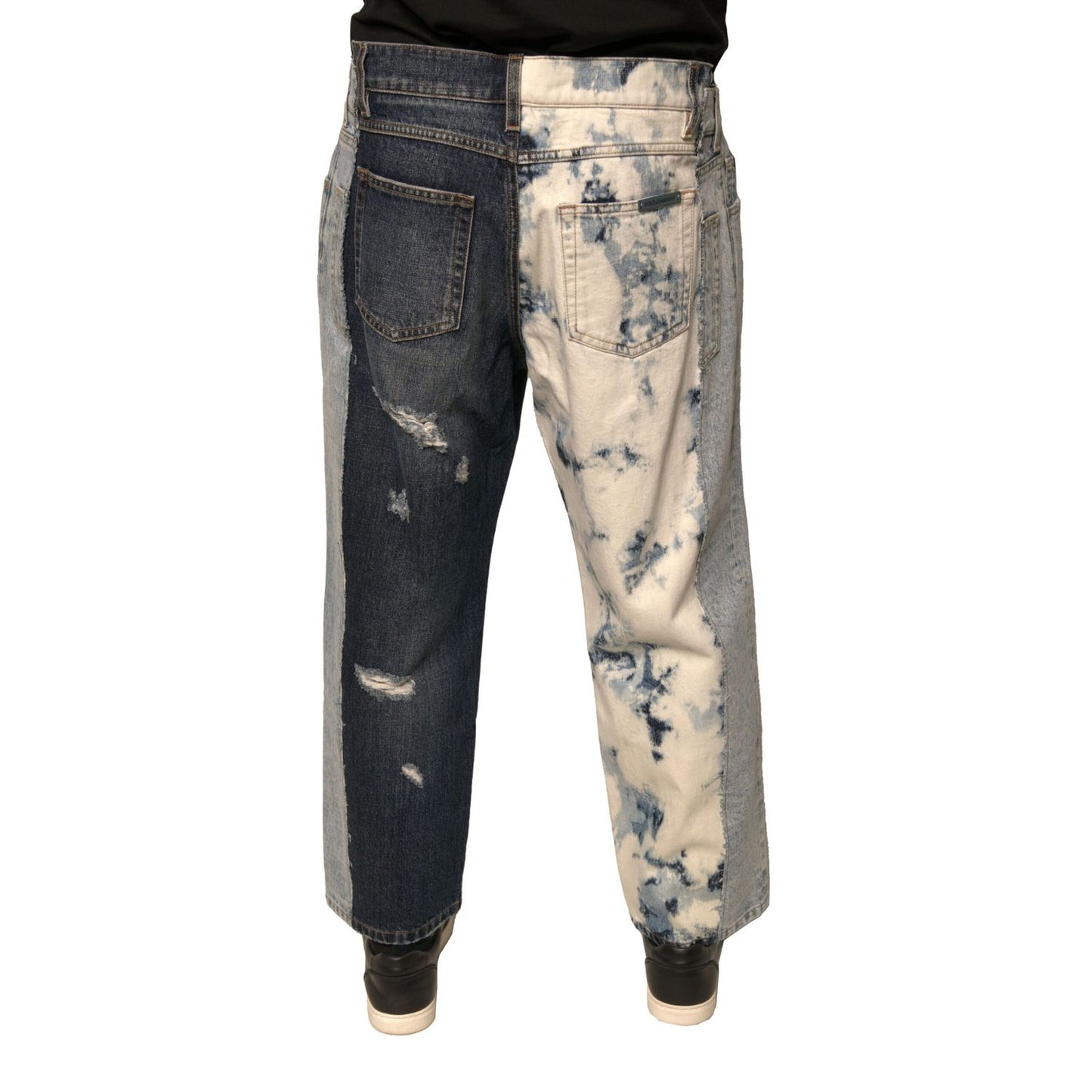 Dolce & Gabbana Multicolor Patchwork Cotton Straight Men Denim Jeans