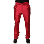 Dolce & Gabbana Red Silk Slim Fit Mid Waist Dress Formal Pants PAN75778-48