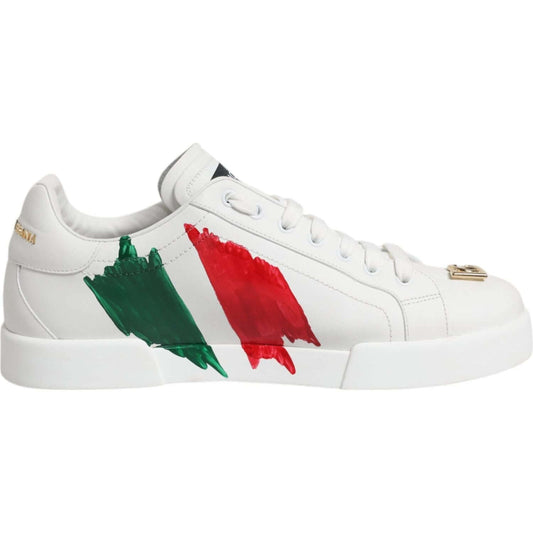 Dolce & Gabbana White Portofino Made In Italy Print Sneakers Shoes Dolce & Gabbana Light Gray
