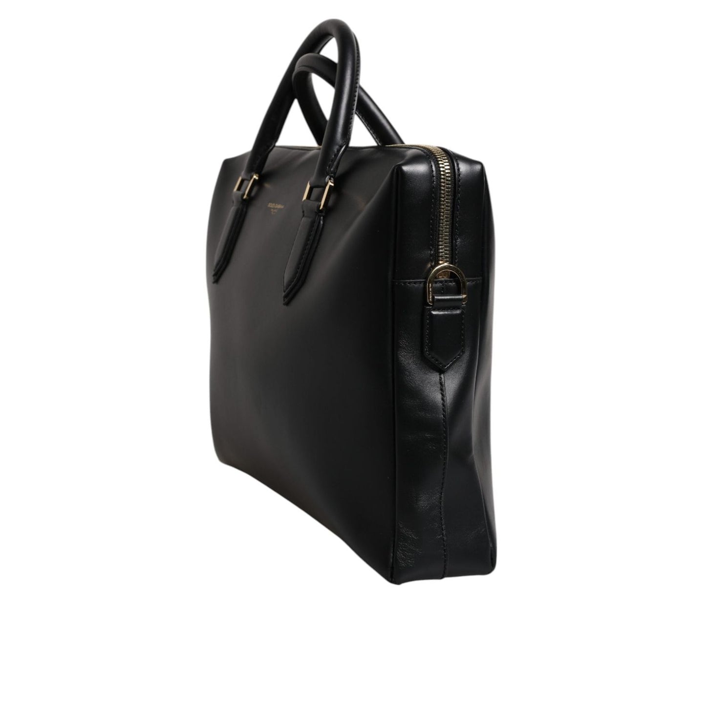 Dolce & Gabbana Black Calfskin Leather Heat Pressed Logo Briefcase Bag
