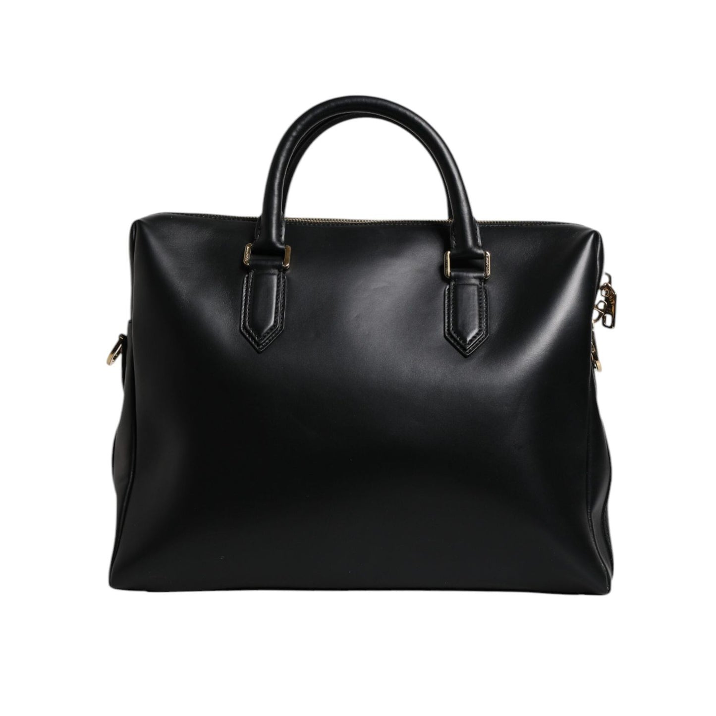 Dolce & Gabbana Black Calfskin Leather Heat Pressed Logo Briefcase Bag