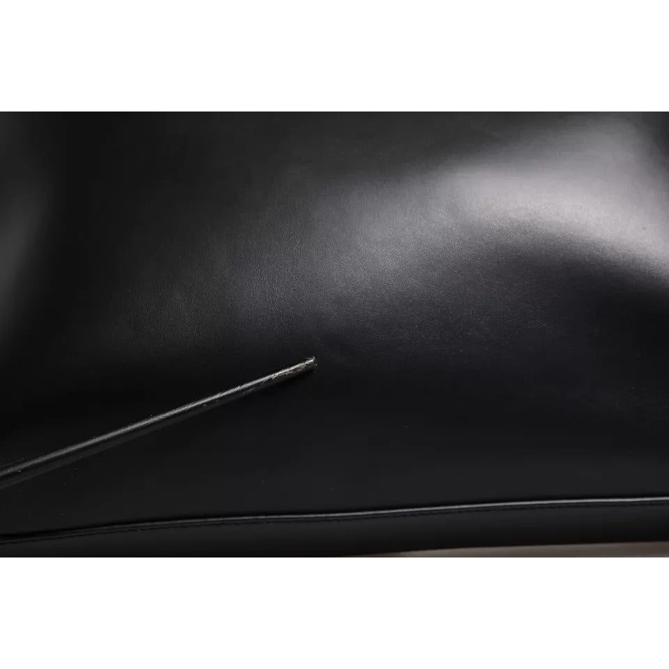 Dolce & Gabbana Black Calfskin Leather Heat Pressed Logo Briefcase Bag