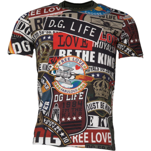 Dolce & Gabbana Multicolor Graphic Print Cotton Crew Neck T-shirt Dolce & Gabbana Dark Slate Gray