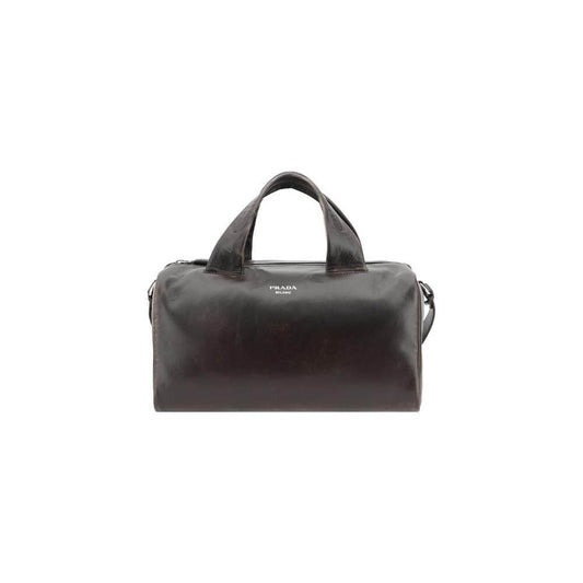 Prada Leather Men Travel Bag Prada Dark Slate Gray