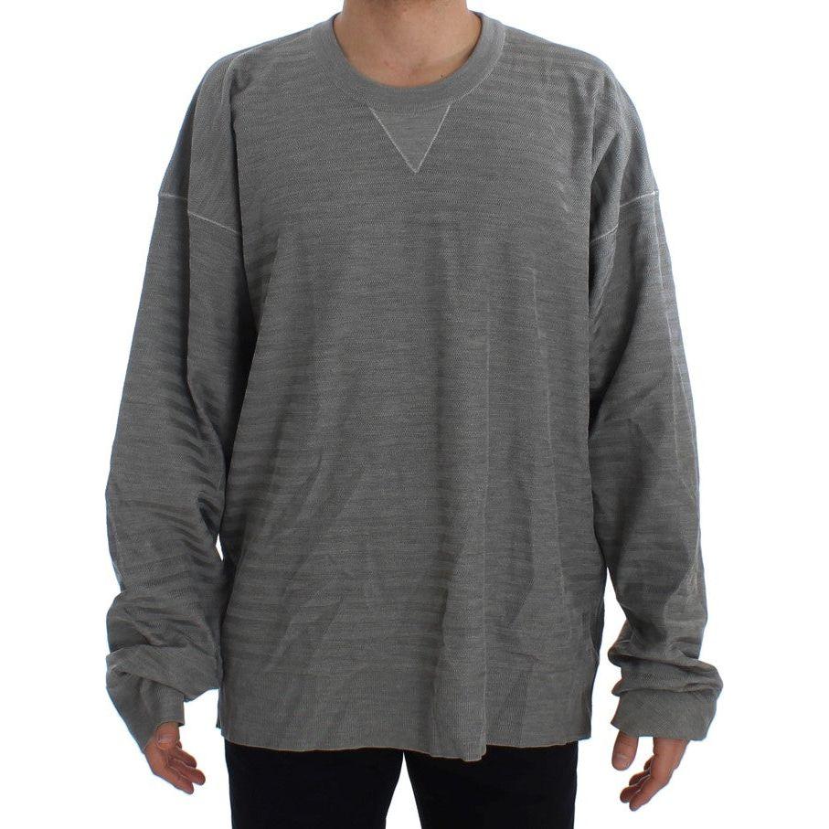 Dolce & Gabbana Gray Crewneck Pullover Silk Sweater