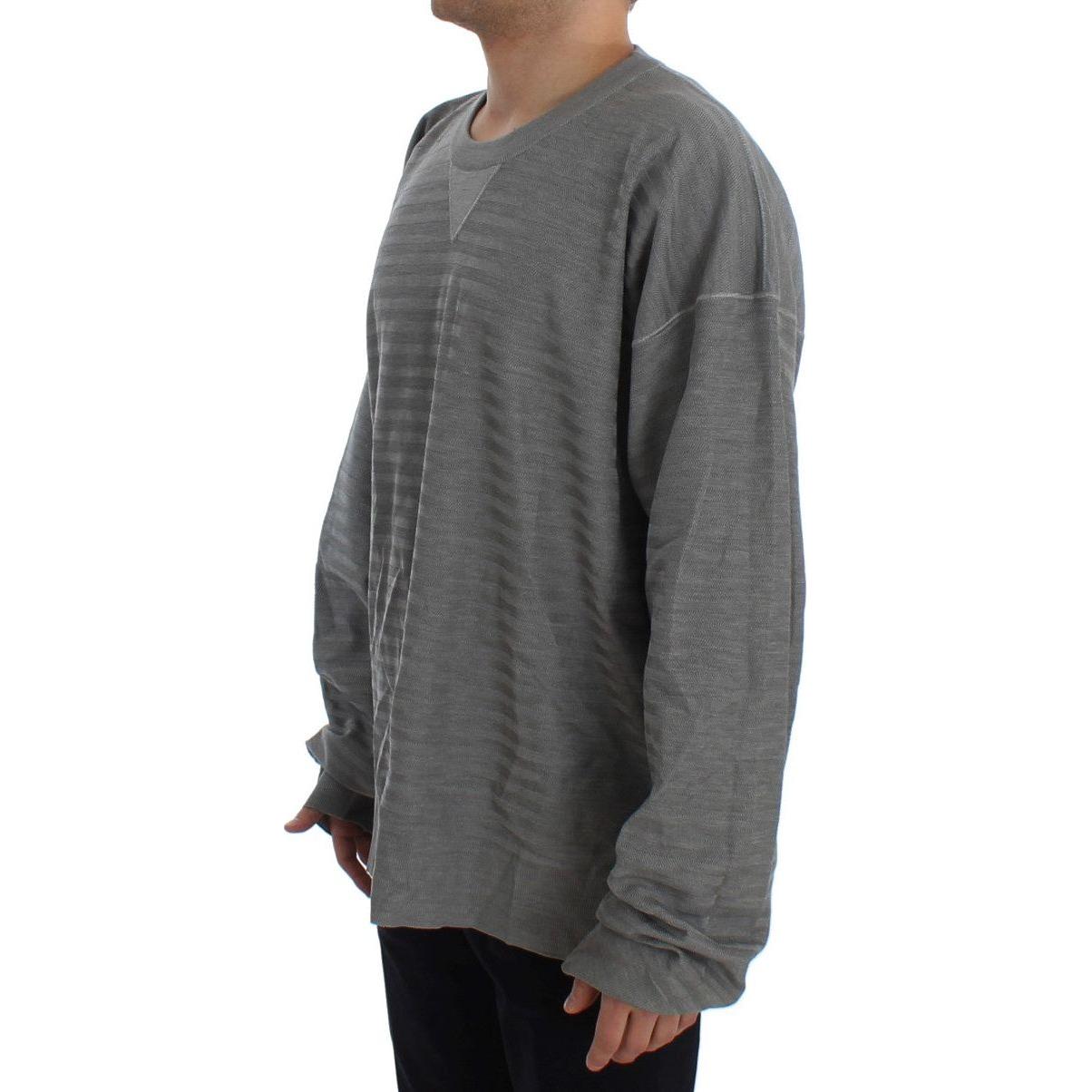 Dolce & Gabbana Gray Crewneck Pullover Silk Sweater