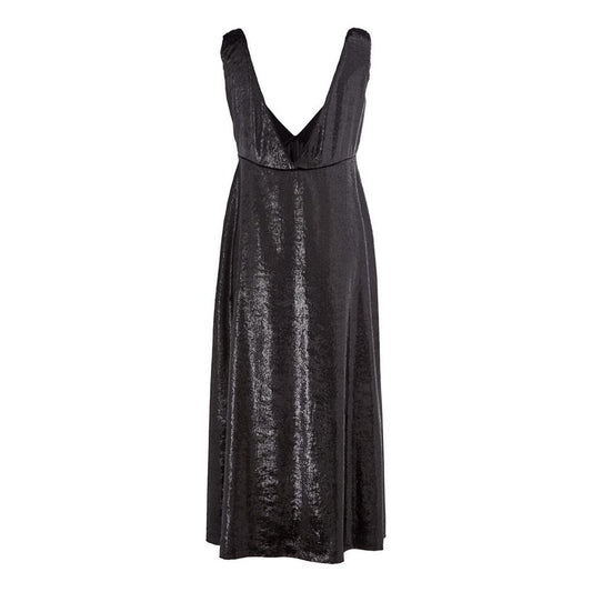 Lardini Elegant Polyester Black Dress Lardini Dark Slate Gray