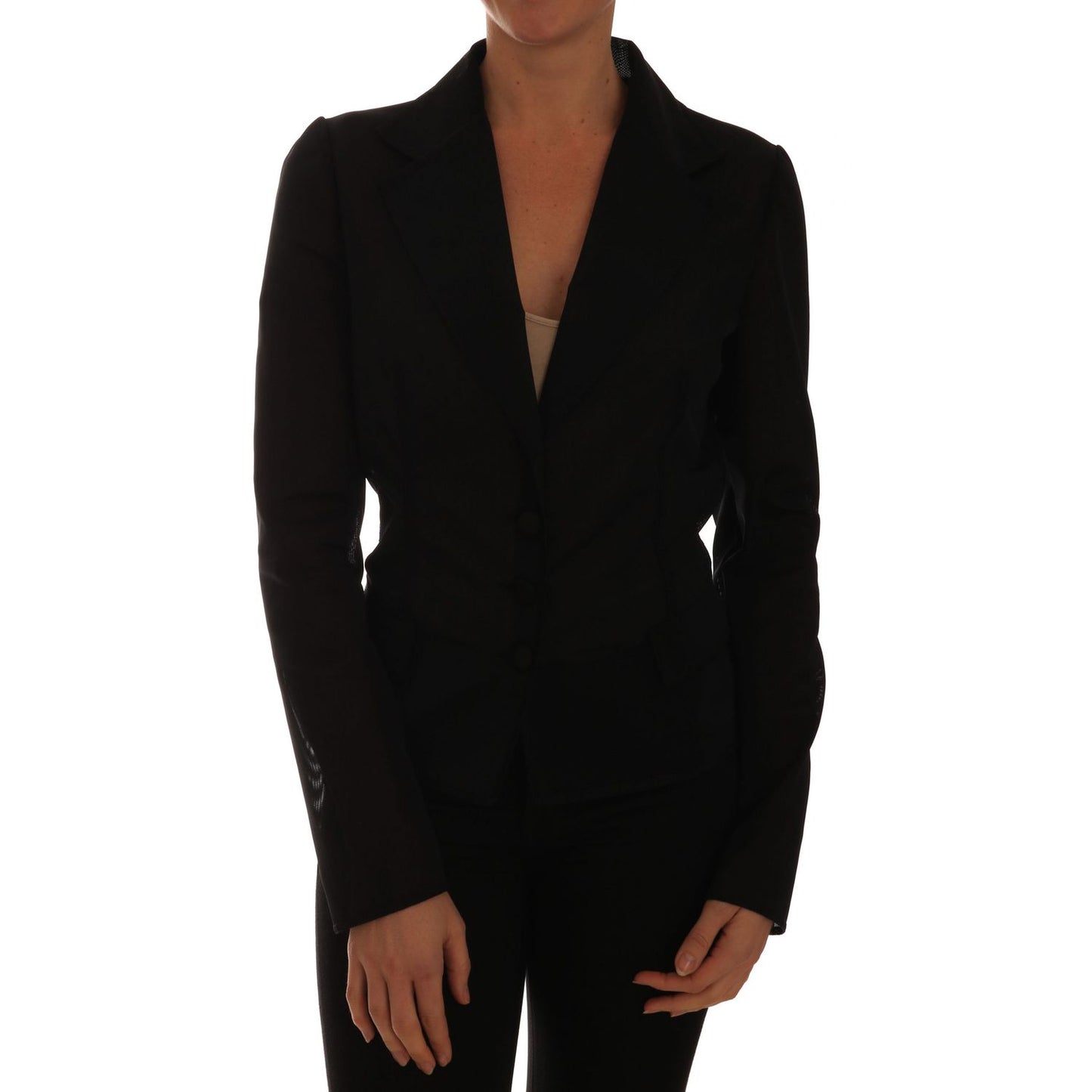 Dolce & Gabbana Black Nylon Net Blazer Jacket