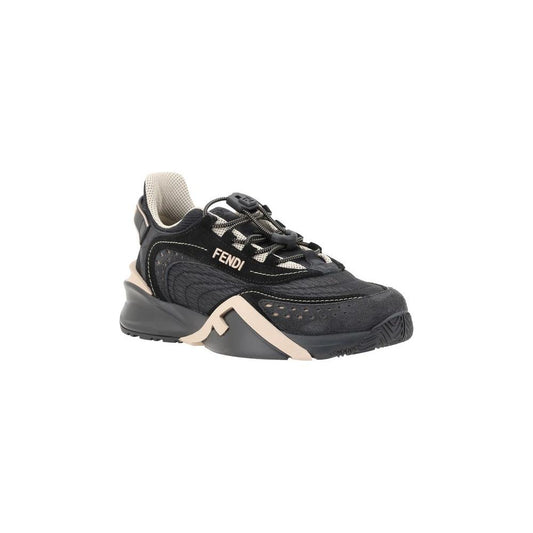 Fendi Logoed Sneakers with textured sole, adjustable drawstring laces, and tone-on-tone logo on heel for stylish grip and comfort.