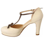 SERGIO LEVANTESI Beige T-Strap Block Heels Pumps Leather Shoes LA9385-37