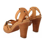 See By Chloé Brown Leather Studded Ankle Strap Sandals Shoes LA9451-36
