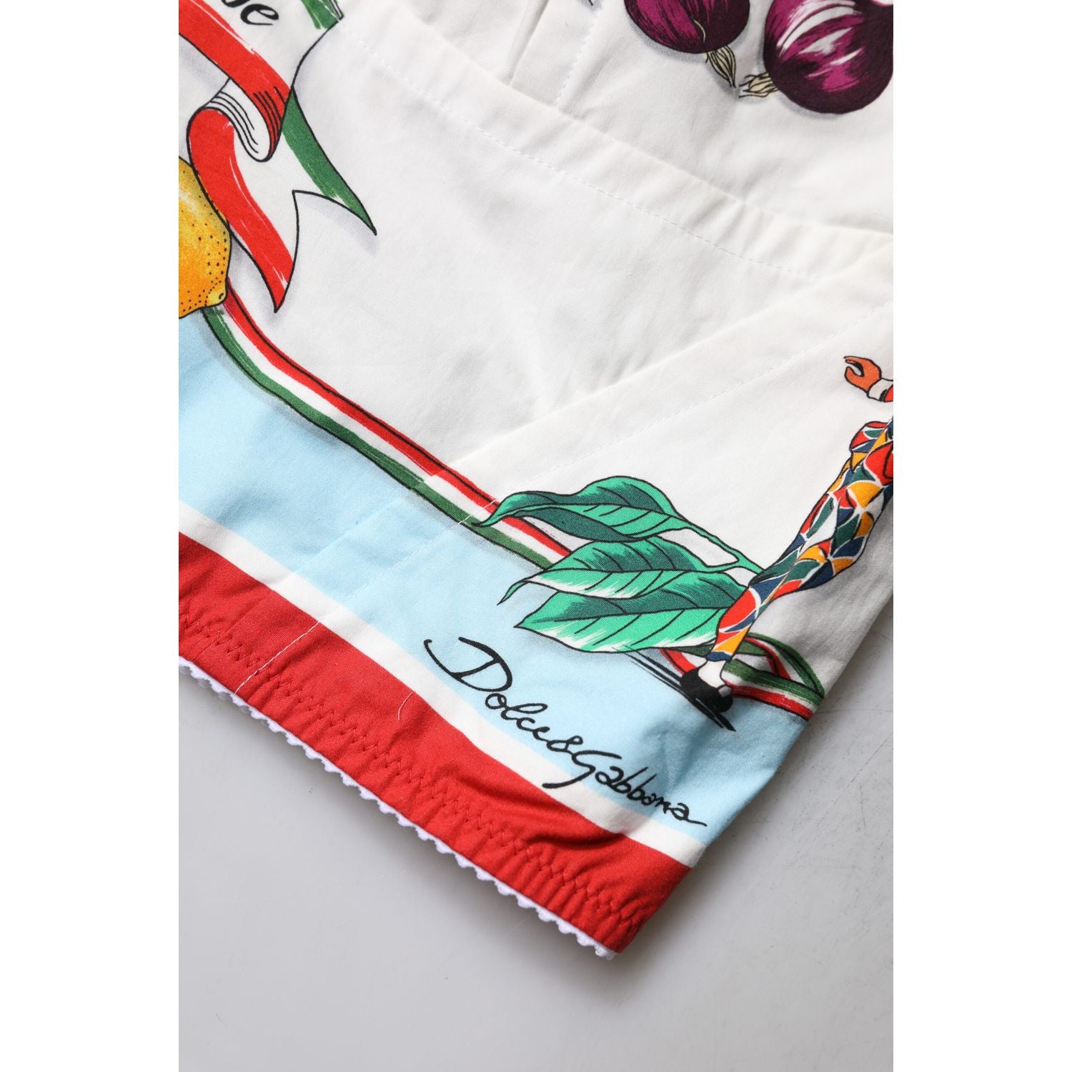 Dolce & Gabbana White Vegetable Print Sweetheart Cropped Top