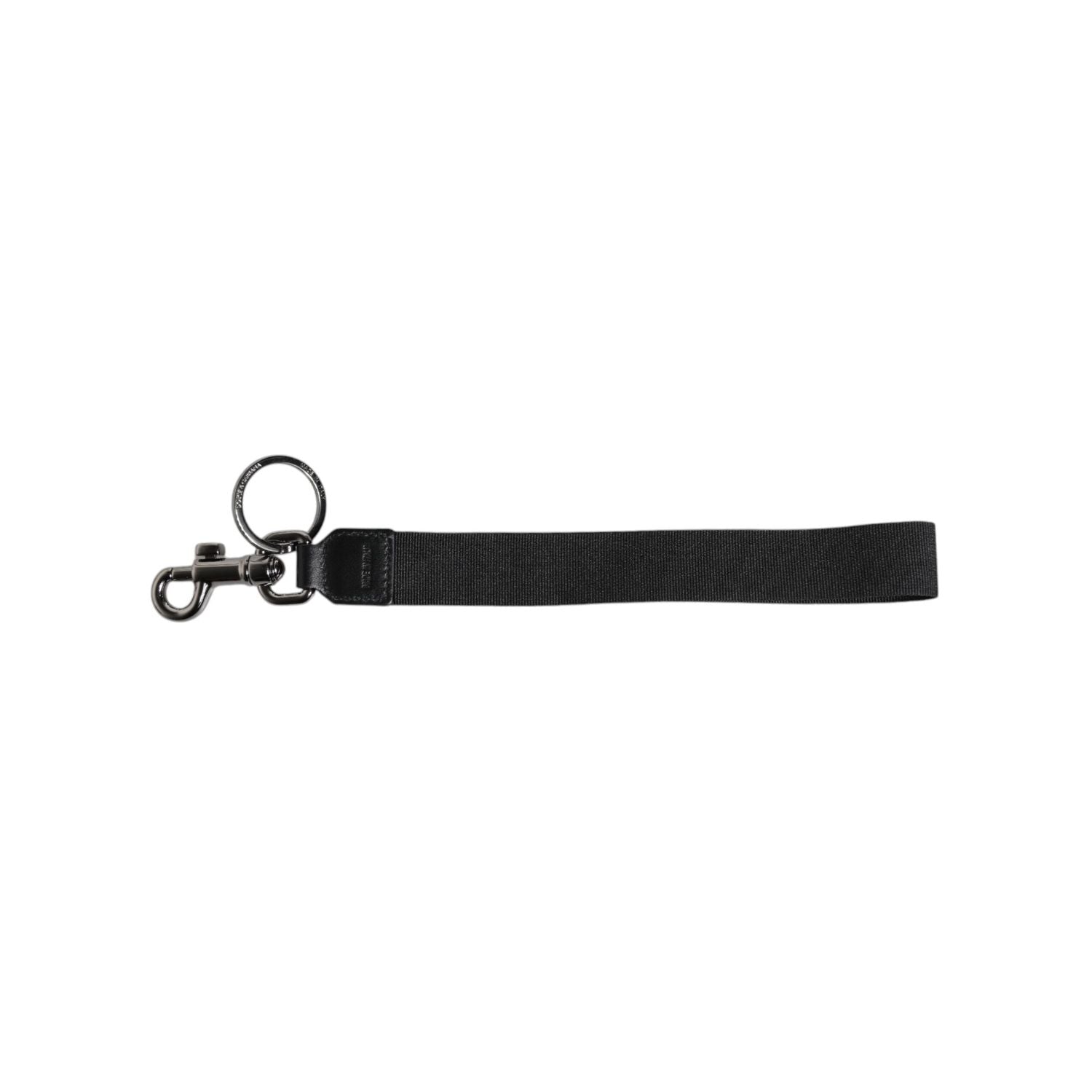 Dolce & Gabbana Black Logo Nylon Silver Brass Men Holder Keychain Keyring