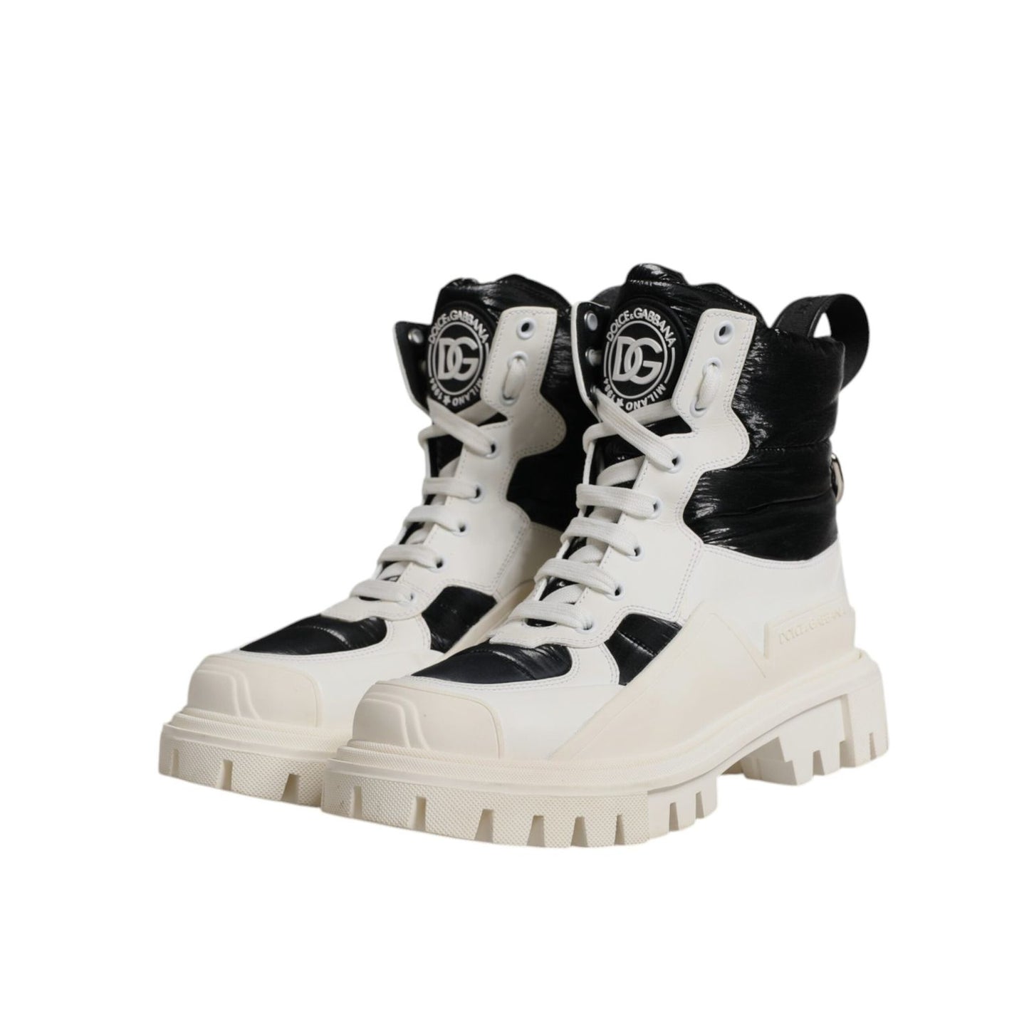 Dolce & Gabbana White Padded Mid Calf Lace Up Boots Shoes LA12907-37