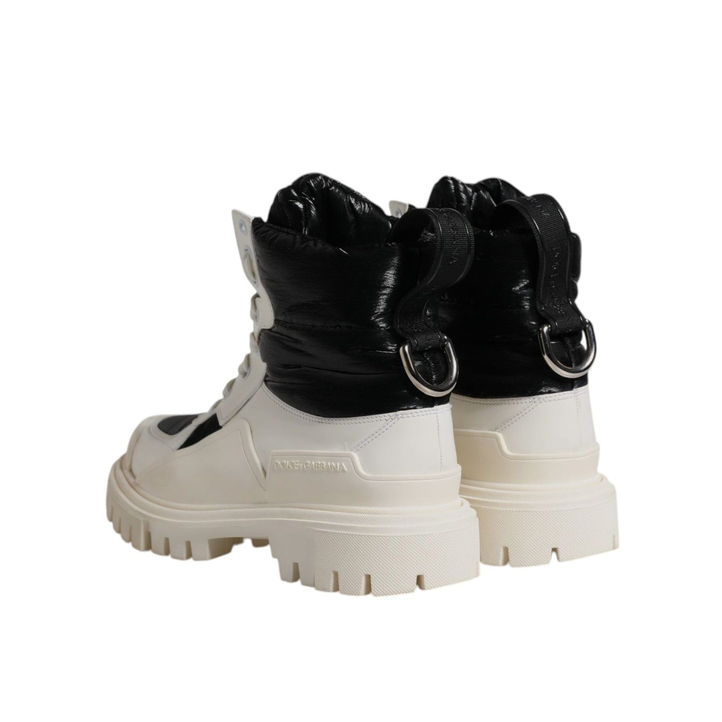 Dolce & Gabbana White Padded Mid Calf Lace Up Boots Shoes LA12907-37