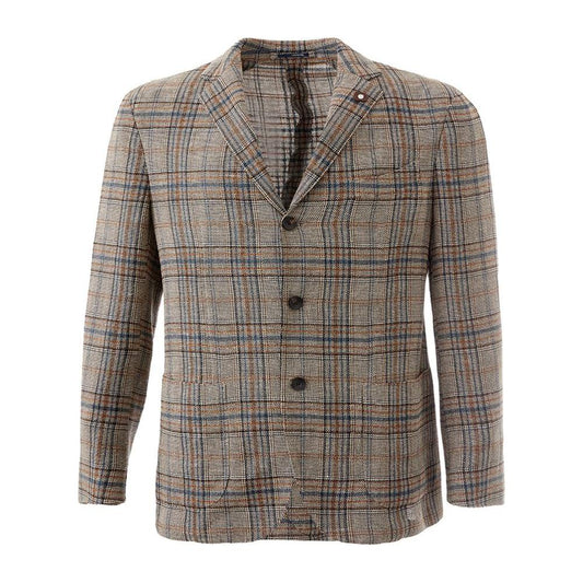 Lardini Elegant Multicolor Linen Jacket Lardini Dim Gray