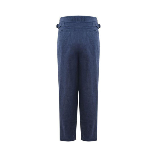 Emporio Armani Elegant Linen Blue Trousers for Men Emporio Armani Dark Slate Gray