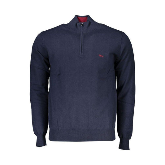 Harmont & Blaine Chic Half-Zip Blue Sweater with Embroidery Detail Harmont & Blaine Dark Slate Gray