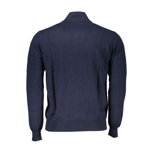 Harmont & Blaine Chic Half-Zip Blue Sweater with Embroidery Detail Harmont & Blaine Dark Slate Gray