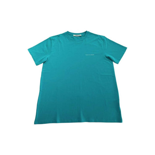 Trussardi Beachwear Light Blue Cotton Men T-Shirt