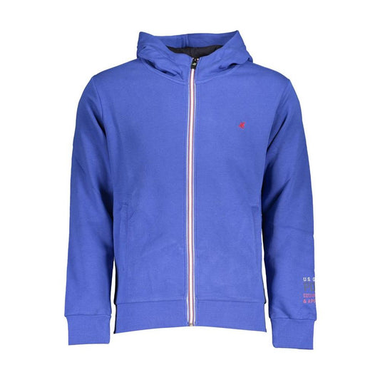 U.S. Grand Polo Chic Blue Hooded Fleece Sweatshirt with Embroidery U.S. Grand Polo Slate Blue
