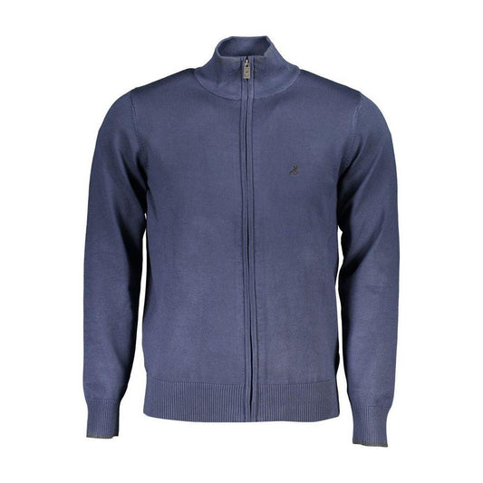 U.S. Grand Polo Elegant Long Sleeve Zip Cardigan with Contrast Detail U.S. Grand Polo Dark Slate Blue