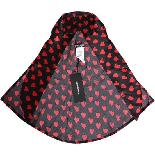 Dolce & Gabbana Black Red Hearts Polyester Hat Dolce & Gabbana Dark Slate Gray