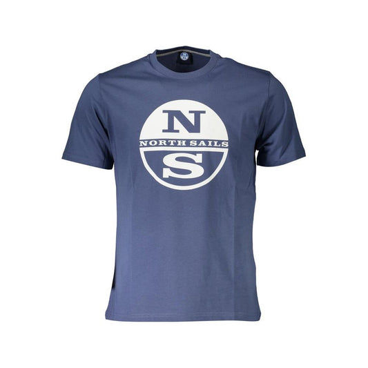 North Sails Blue Cotton Men T-Shirt North Sails Dark Slate Blue