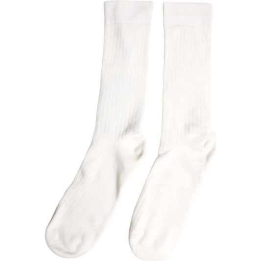 Dolce & Gabbana White Cotton Solid Mid Calf Men Socks Dolce & Gabbana White Smoke