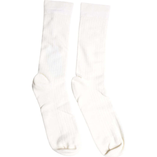 Dolce & Gabbana White Cotton Solid Mid Calf Men Socks Dolce & Gabbana White Smoke