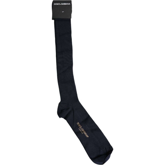 Dolce & Gabbana Black Viscose Logo Over The Calf Socks Dolce & Gabbana Black