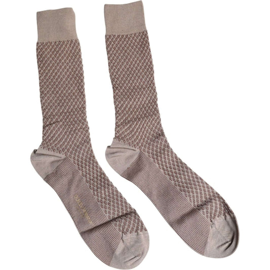 Dolce & Gabbana Brown Solid DG Logo Mid Calf Men Socks Dolce & Gabbana Rosy Brown
