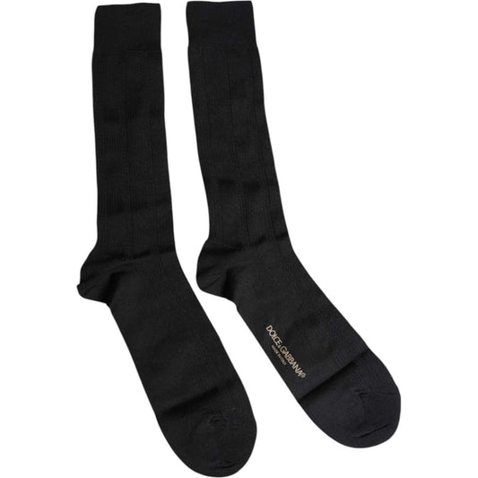 Dolce & Gabbana Black Stretch Logo Mid Calf Men Socks Dolce & Gabbana Black