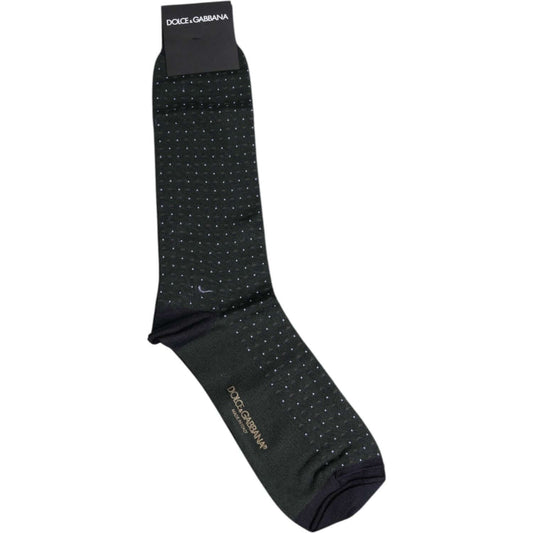 Dolce & Gabbana Black Polka Dots Cotton Mid Calf Socks Dolce & Gabbana Dark Slate Gray