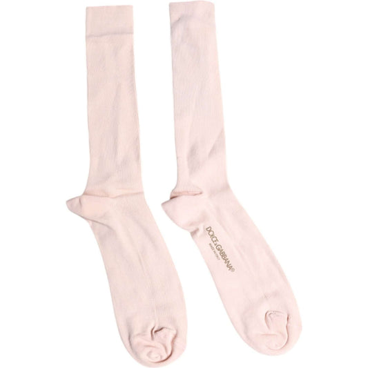 Dolce & Gabbana Ivory Cotton Stretch Logo Over Calf Socks Dolce & Gabbana Antique White