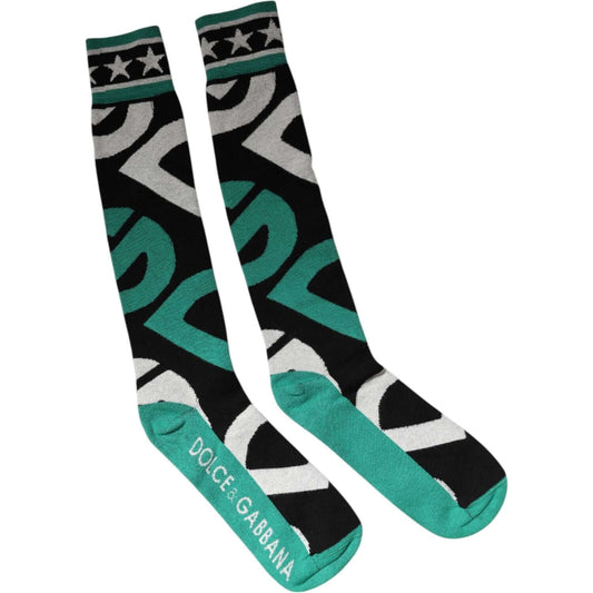 Dolce & Gabbana Multicolor Cotton Stretch Over Calf Socks Dolce & Gabbana Gray
