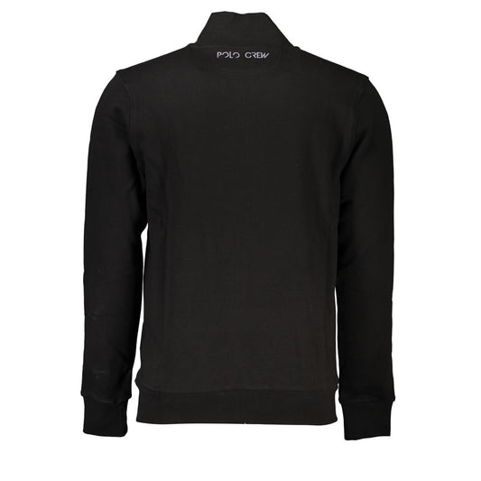 La Martina Sleek Black Cotton Zip Sweater La Martina Black