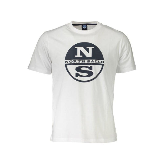 North Sails White Cotton Men T-Shirt North Sails Light Gray