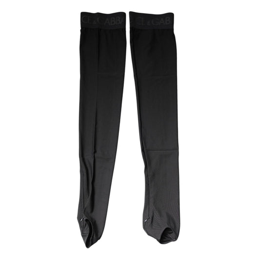 Dolce & Gabbana Black Viscose Stretch Over Calf Stockings Socks