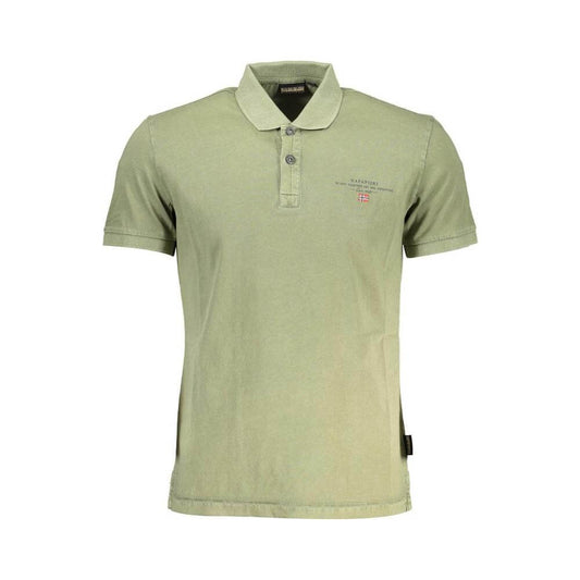 Napapijri Green Cotton Men Polo Shirt Napapijri Dark Gray