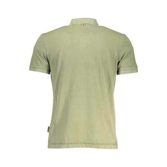 Napapijri Green Cotton Men Polo Shirt Napapijri Dark Gray