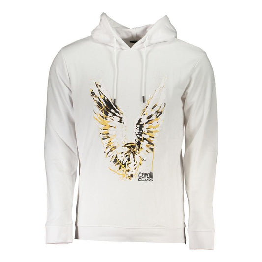 Cavalli Class White Cotton Men Sweater Cavalli Class Light Gray