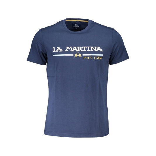 La Martina Blue Cotton Men T-Shirt La Martina Dark Slate Blue